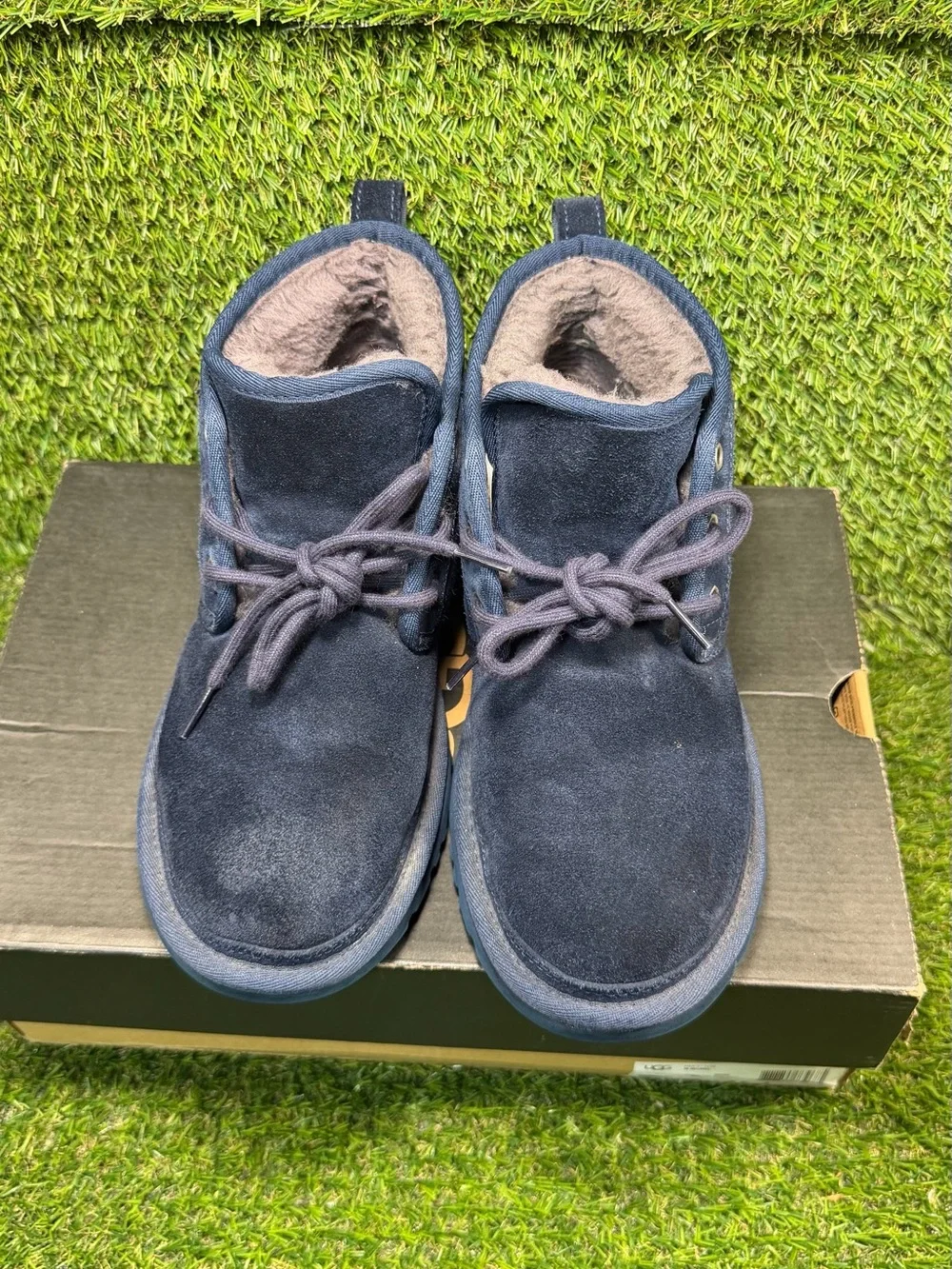 UGG Neumel Men’s Boots Size 8 Navy Blue Suede Lace Up Chukka 3236 with Box